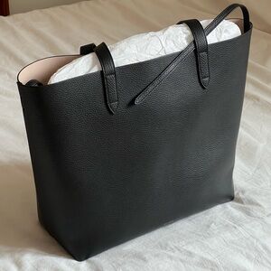 Cuyana Classic Structured Leather Tote Bag, Black/Blush Pebbled Leather, NWOT